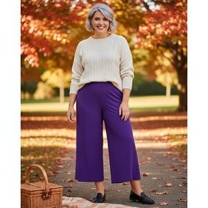 Bob Mackie wearable art purple wide leg pants size XL petite